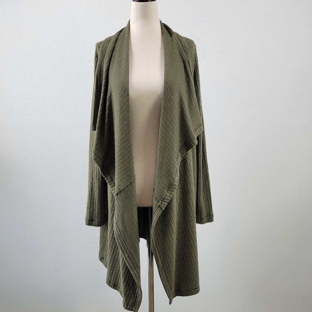 NWOT- H by BORDEAUX mix rib cozy waterfall cardigan Sz XS